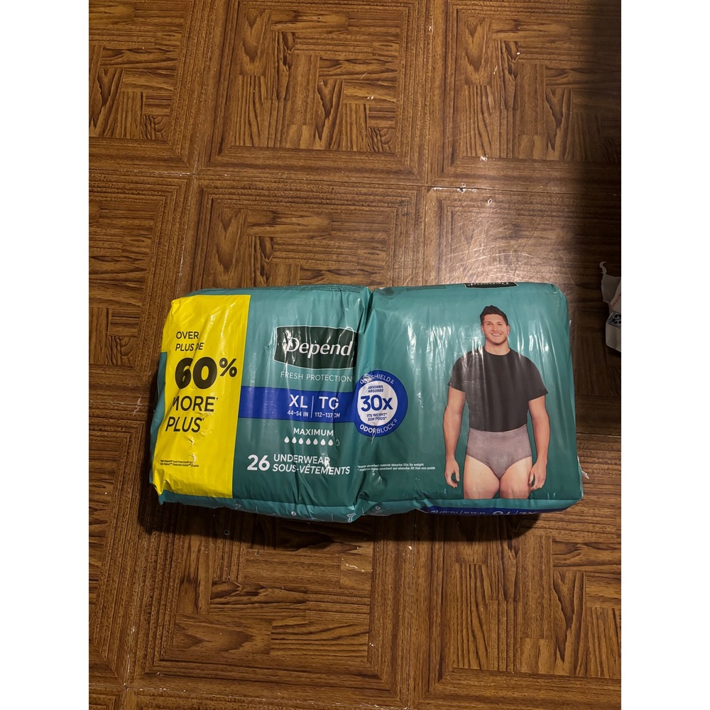 Depend Fresh Protection Adult Incontinence Underwear for Men XL 26 Count Gray